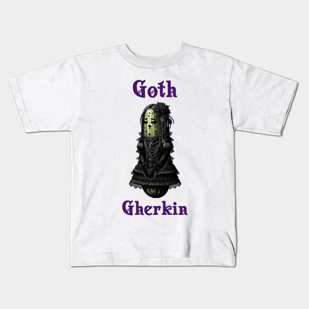 Goth Gherkin Anthropomorphic Gothic Emo Pickle Kids T-Shirt by Luxinda